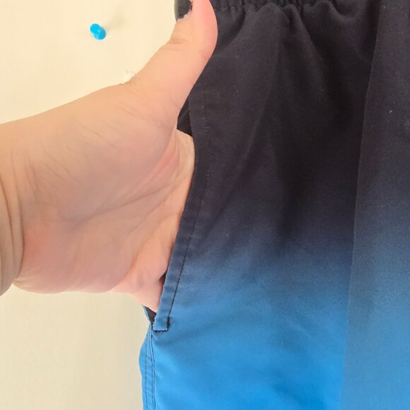 Mens Medium Black and Blue Swim Shorts with Pockets - Picture 4 of 4